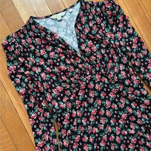 Boden Black Dress with Floral Pattern